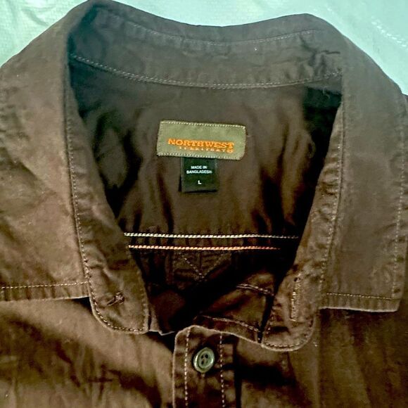 Northwest Territory Dark Brown Collared Casual S/S Shirt Size Large - Picture 5 of 11